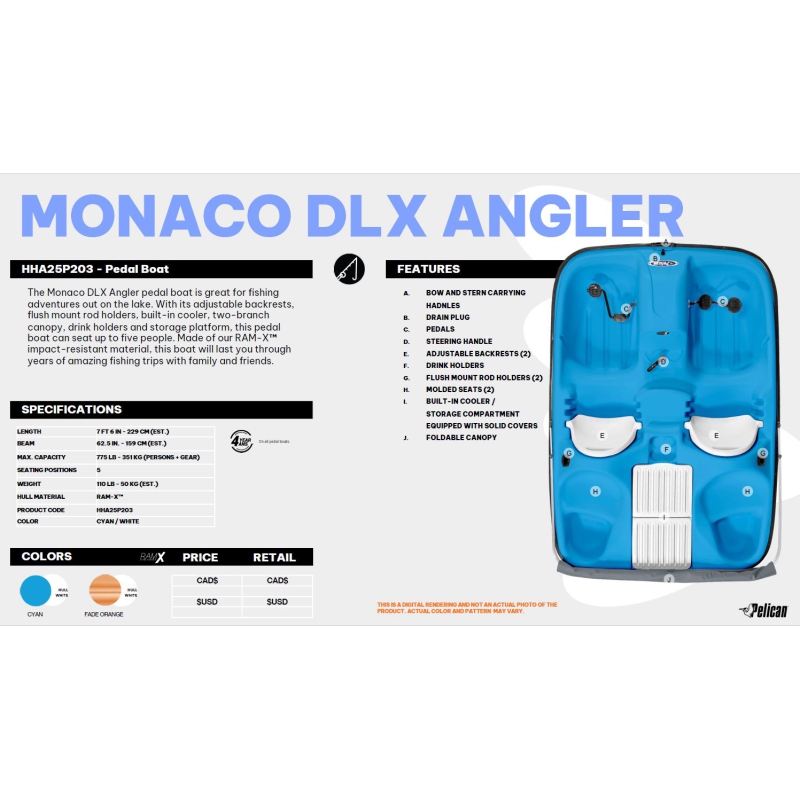 Rower wodny Monaco DLX Angler marki Pelican